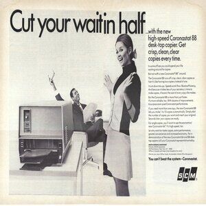 1967 SCM Coronastat 88 Desk-Top Copier Wait Time in Half Vintage Print Ad/Poster
